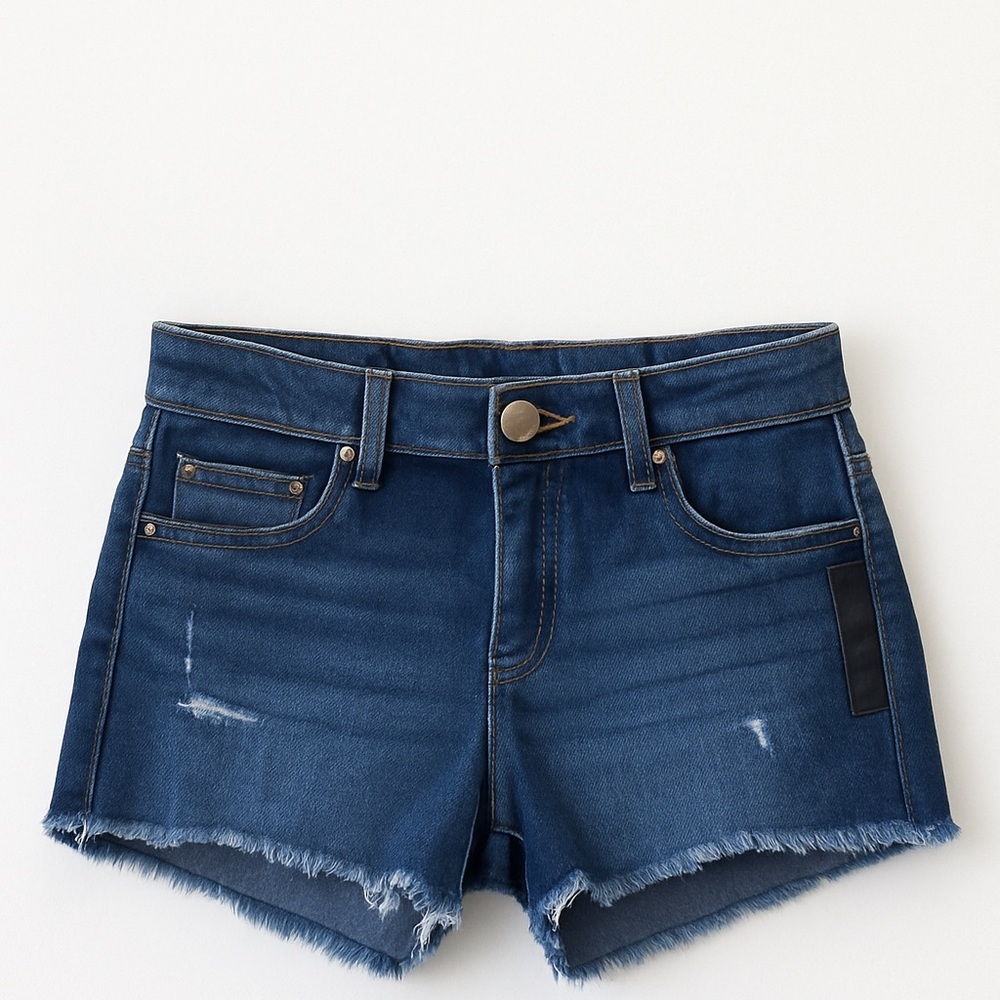 🔴 BlankNYC Distressed Jean Shorts Size 26 | Raw Hem Dark Wash